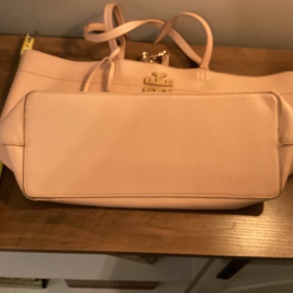 Tory Burch Light Blush Pebbled Leather Tassel Tote - Picture 2 of 12